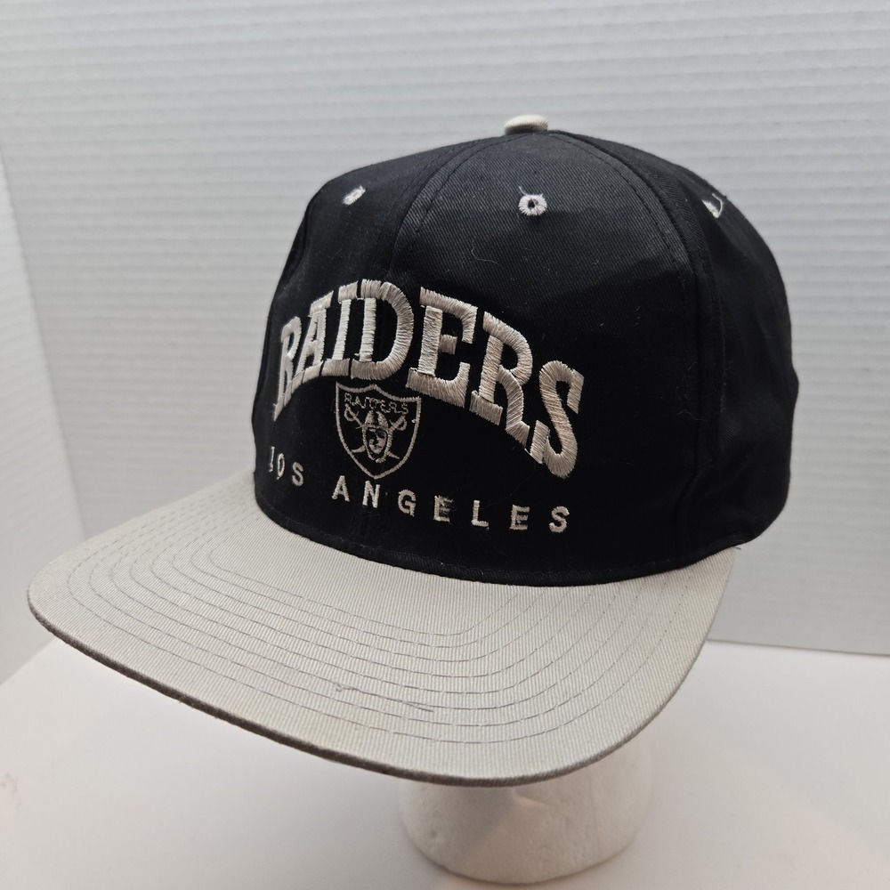 Vtg Los Angeles Raiders Hat Cap Snapback Drew Pearson Black Gray NFL HTF Rare!